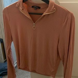 Pink zip up sweat shirt